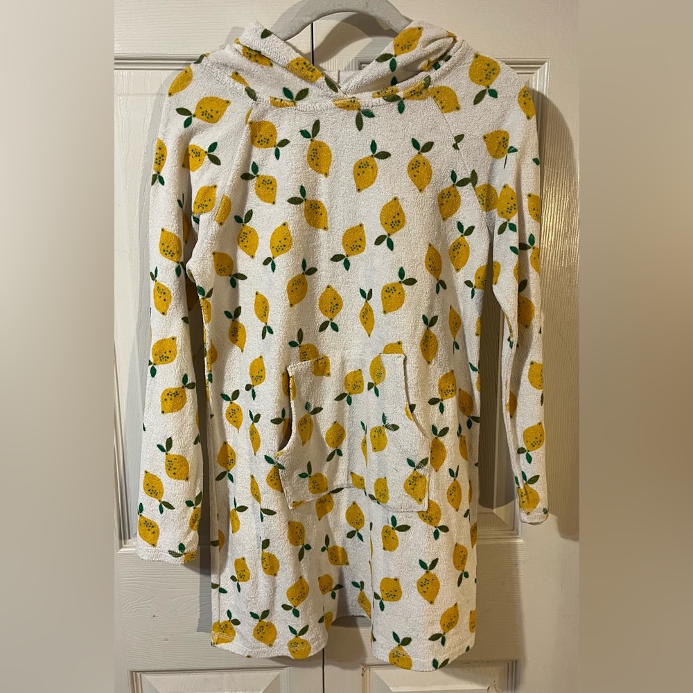 Hanna Anderson Girl’s Swim Cover Up Terry Cloth Vibrant Lemon Print Size 10